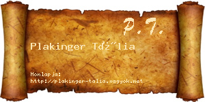 Plakinger Tália névjegykártya